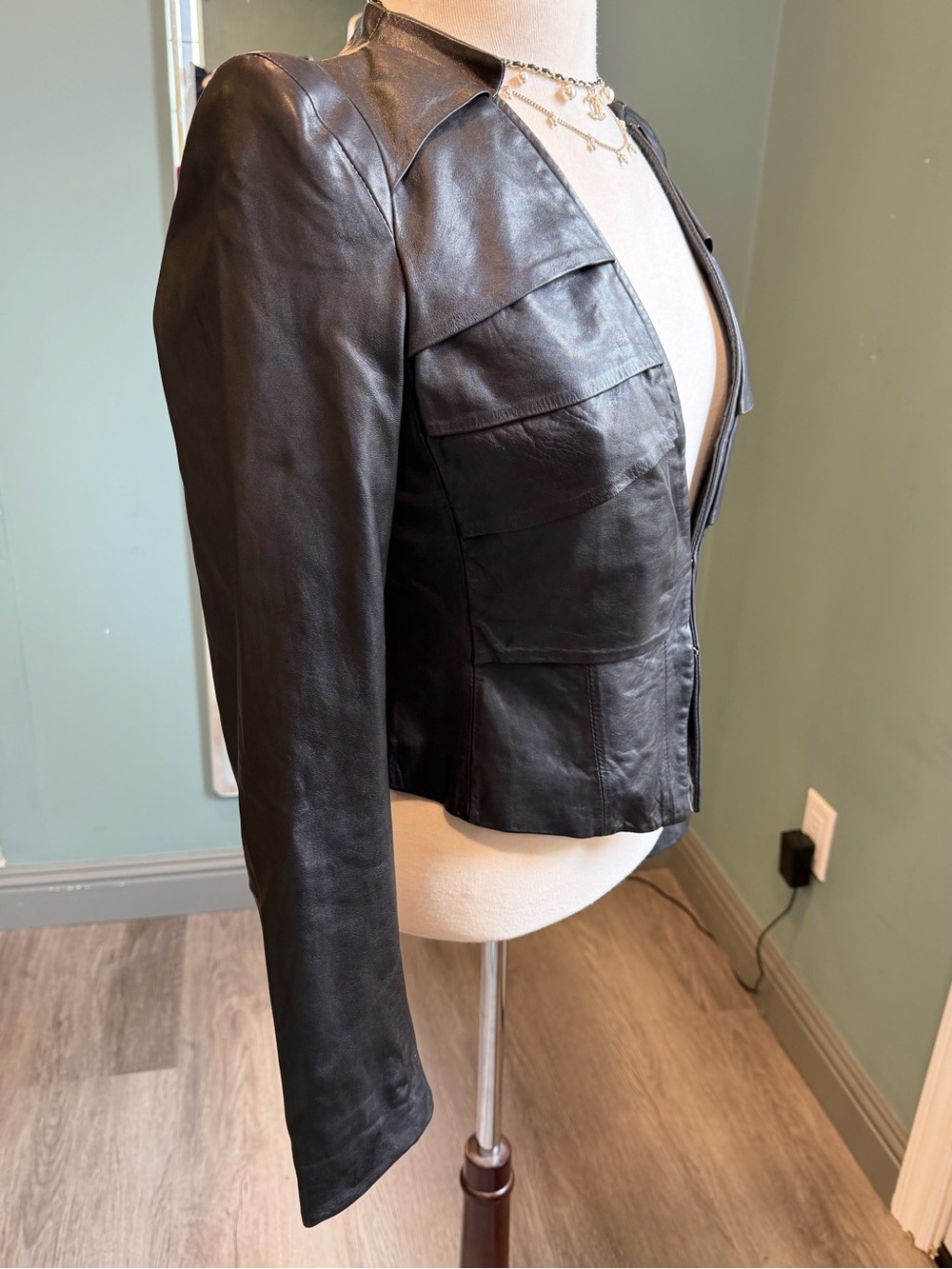 Vintage Genuine Lambskin Leather Jacket Soft Tailored Black Blazer Coat S - Picture 3 of 10